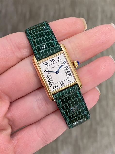 green cartier tank|cartier tank with leather strap.